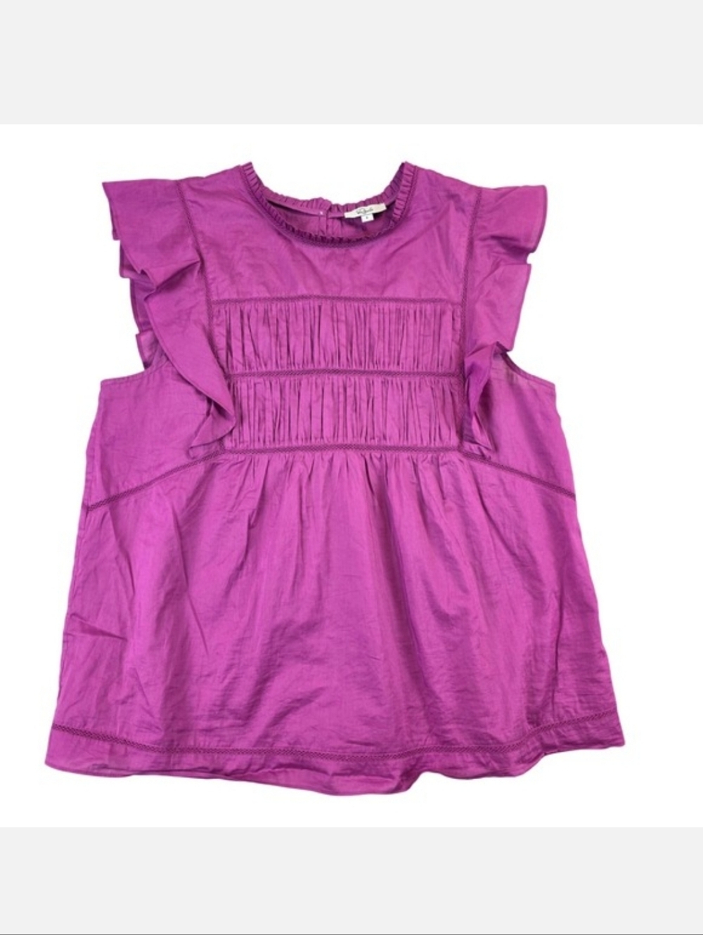 Womwn's Rails Filomena Berry Ruffle Sleeve Pintuck Blouse Size Small